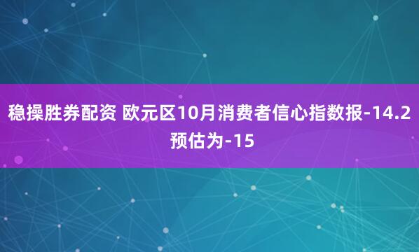 稳操胜券配资 欧元区10月消费者信心指数报-14.2 预估为-15